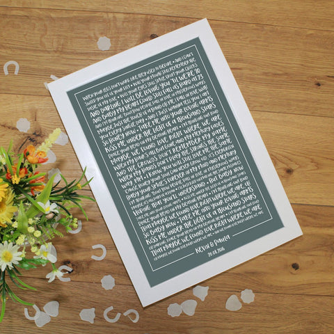 Favourite Song Lyrics Personalised Contemporary Typography Design Framed