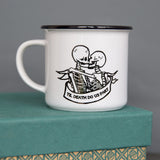 Personalised Alternative Wedding Gift – Skeleton Tattoo Design - Till Death Do Us Part - Ceramic Camping Mug