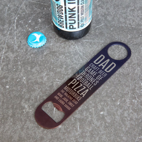 Dad’s Favourite Things – Personalised Bar Blade Bottle Opener - Father’s Day Gift