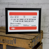 Personalised Rail Ticket Print FRAMED | British Rail Gift Anniversary Wedding