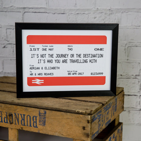 Personalised Rail Ticket Print FRAMED | British Rail Gift Anniversary Wedding