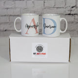 Initials Personalised Mug Set For Anniversary, Wedding or Valentine's - Names and Initials