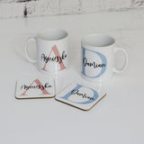 Initials Personalised Mug Set For Anniversary, Wedding or Valentine's - Names and Initials