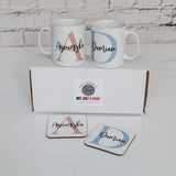 Initials Personalised Mug Set For Anniversary, Wedding or Valentine's - Names and Initials