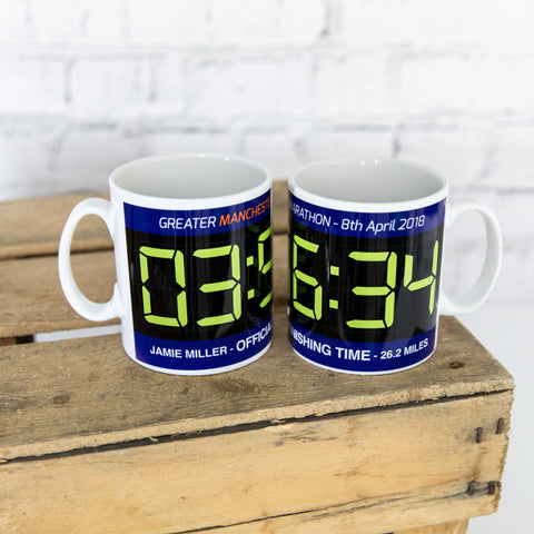 Any Race Personalised Finishers Gift Mug - Event Finish Timer Design - Marathon, Half Marathon, 10k ... Time and Event