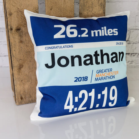Marathon Number Personalised Cushion Pillow - Manchester