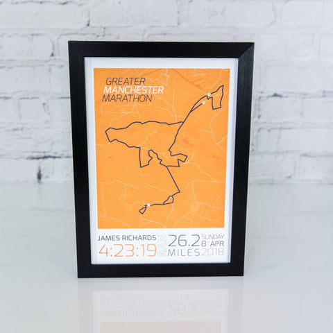 Manchester Marathon 2018 Print Framed Route Map Finishers Gift