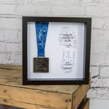 Running Medal Framed Display Gift - Marathon, Half Marathon, 10k - Personalised Race Result Print