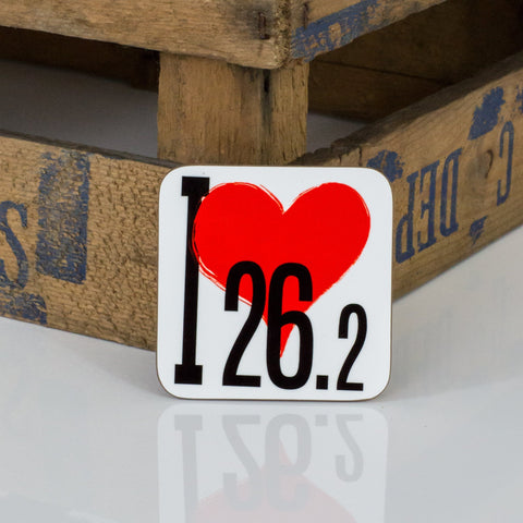 I Love 26.2 - Fun Gift For Runner - Marathon Runner Coaster (or 10k, 13.1, 42km half marathon)