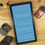 Bus Blind Style Personalised Song Words Or Vows Or Speech Or Poem Framed in Contemporary Typography Design