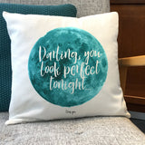 Favourite Song Lyrics, Quote or Message on Moon Design Printed Cushion - Anniversary, Valentine's, Birthday or Wedding Gift