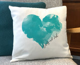 Any Words - names, message, song lyrics - Heart Themed Personalised Printed Cushion - Anniversary, Valentine's, Birthday or Wedding Gift