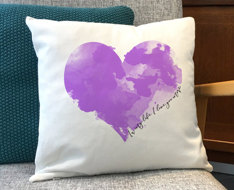 Any Words - names, message, song lyrics - Heart Themed Personalised Printed Cushion - Anniversary, Valentine's, Birthday or Wedding Gift