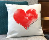 Any Words - names, message, song lyrics - Heart Themed Personalised Printed Cushion - Anniversary, Valentine's, Birthday or Wedding Gift