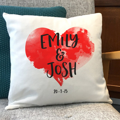 Heart Themed Any Words or Names Printed Cushion - Anniversary, Valentine's, Birthday or Wedding Gift