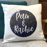 Constellation Moon themed "It's written in the stars" and Names Printed Cushion - Anniversary, Valentine's, Birthday or Wedding Gift