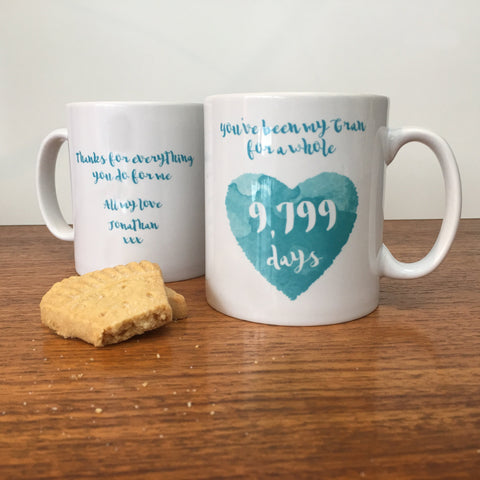 Days You've Been My Mam Mum Mummy Gran ... Heart Print Mug for your lovely parent or grandparent or spouse even!