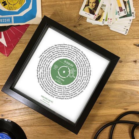 Vinyl Record Style Personalised Song Lyrics Framed Print Gift for Him - 7 Inch Single Size