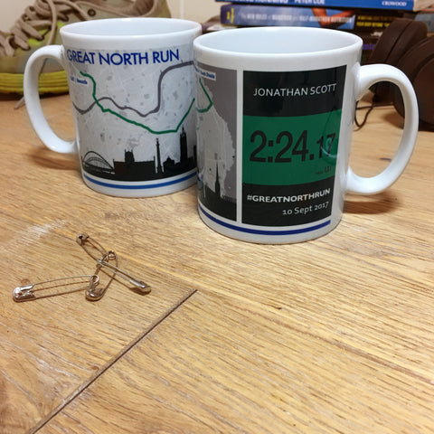 Great North Run 2017 Finishers Gift - Commemorative Mug - Route and Race Number design