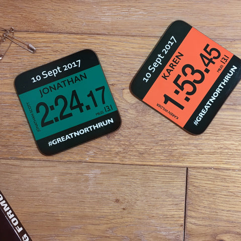 Great North Run Coaster - Commemorative gift finishers gift - Race number Design