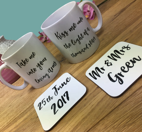 Personalised Song Lyrics Mug & Coaster Set