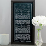 Bus Blind Style Personalised Song Words Or Vows Or Speech Or Poem Framed in Contemporary Typography Design