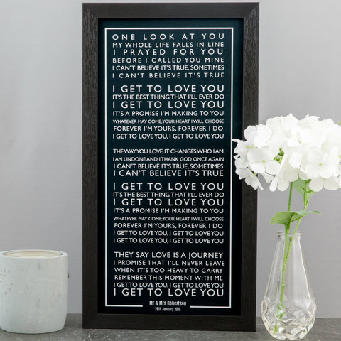 Bus Blind Style Personalised Song Words Or Vows Or Speech Or Poem Framed in Contemporary Typography Design