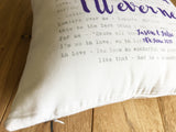 Song Lyrics Typography Printed Cushion - Anniversary, Valentine's, Birthday or Wedding Gift