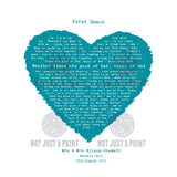 Romantic Heart Designed Print of Favourite Song, Vows, Poem or passage - Print Only Version