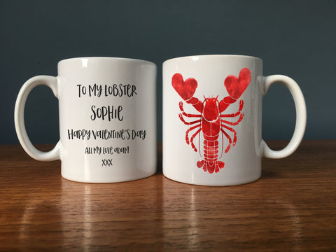 Lobster Valentine's Personalised Mug - Simple gift for Life Partner, Boyfriend, Girlfriend, Husband or Wife