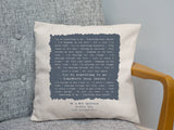 Song Words or Wedding Vows or Speech Typography Printed Cushion with Ragged Square Design - Anniversary, Valentine's, Birthday or Wedding Gift
