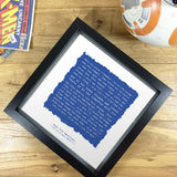 Personalised Song Lyrics, Poem or Speech Framed Print Gift for Him - Ragged Square Design