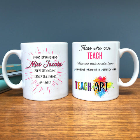 Personalised Teacher Gift Mug - World's Best Art Teacher Gift - Fun Present