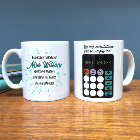 Personalised Teacher Gift Mug - World's Best Maths Teacher Gift - Funny Present
