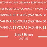 Bus Blind Style Personalised Song Words Or Vows Or Speech Or Poem Framed in Contemporary Typography Design